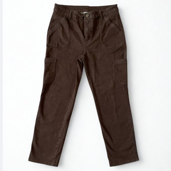 BLAIR Brown Cargo Pants Size 14P Petite Stretch Pockets Casual Utility Style - Picture 1 of 5